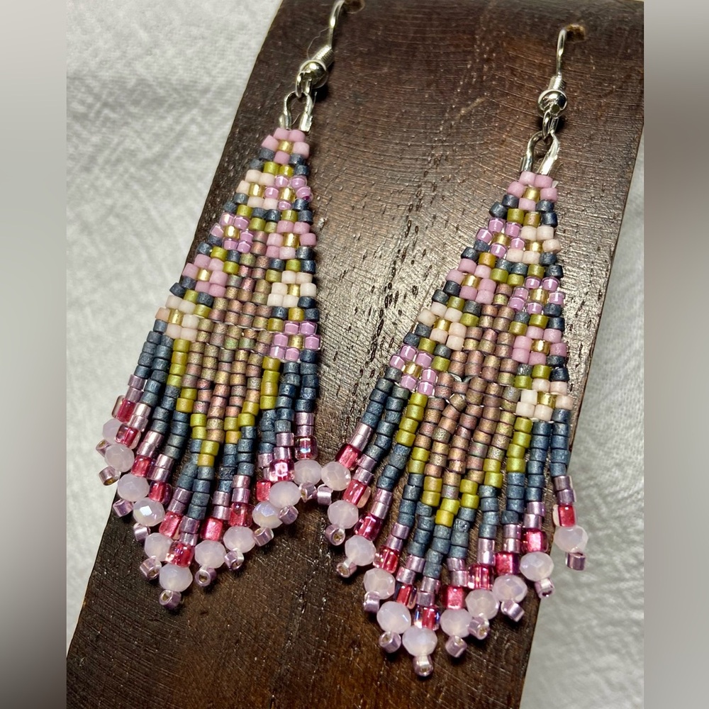 Nostalgic Floral Garland Beaded Earrings Handmade